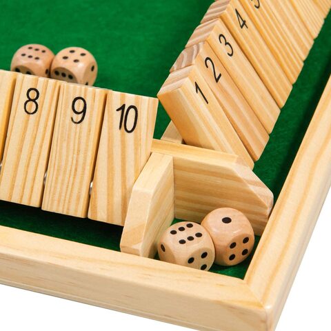 Shut The Box,Toy Wooden Board Game with 10 Number,Classic 4 Players Shut The Box Game for Kids and Adults-Fun Flip Block Game for Home