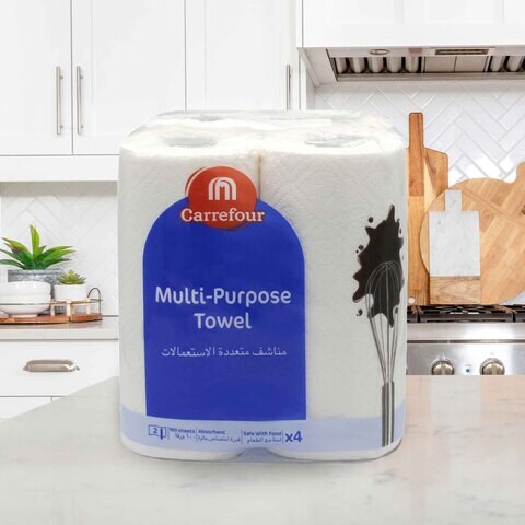 Carrefour 2 Ply Multi-Purpose Towel 90 Sheets x4