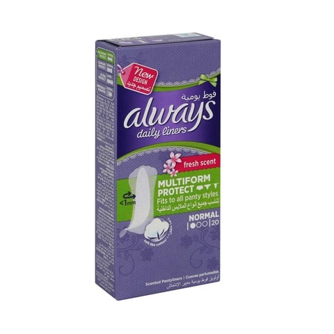 Always Daily Liners Comfort Protect Normal Fresh Scent Multiform Protect 20 Count