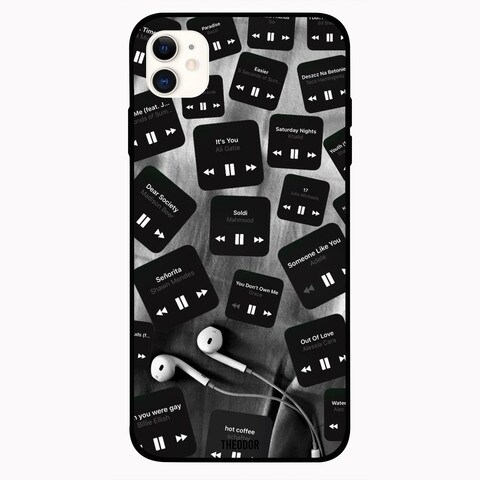 Theodor Apple iPhone 12 Mini 5.4 inch Case Black Music Tags Flexible Silicone