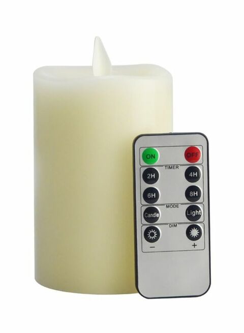 Generic Set Of 2 Flameless LED Candle Light With Remote Control Ivory 3X5Centimeter