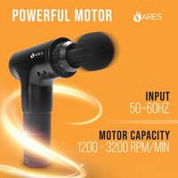 ARES Gun Massager Handheld for Muscle, Deep Tissue, Cordless Portable &amp; Rechargeable - Black