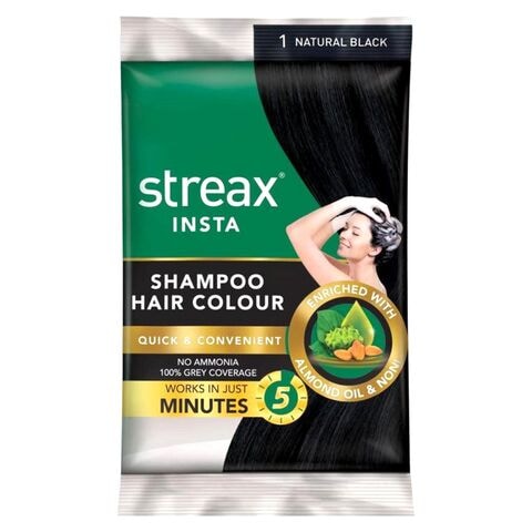 Streax Insta Shampoo Hair Colour Natural Black 25ml