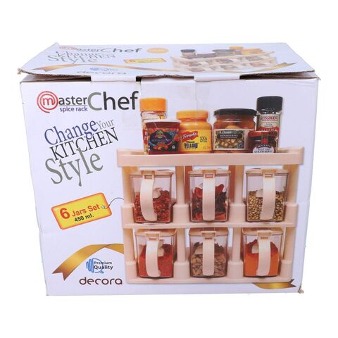 Master Chef Spice Rack 6 Jars Set 450ml