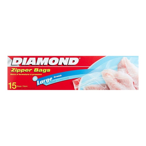 Diamond Freezer Zipper Bags Large Clear 15 countx12