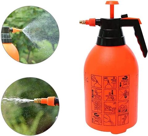 2L Pressure Sprayer Watering Bottle Spray , Portable Pressurized Sprayer Multifunctional Pressure Watering Bottle for Garden, Plant, Flower (2 Litre, 2 Pack Orange)