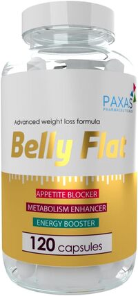 Paxas Belly Flat, 120 Capsules, Weight Loss, Appetite Blocker, Metabolism-Energy Booster, Sugar Control, Glucomannan, Choline, Garconia Cambogia, Vitamins