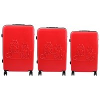 Biggdesign Cats Carry On Luggage Set, Hardshell Luggage with Spinner Wheel, Travel Suitcase, Lock System, Lightweight, Red, 3 Pcs.
