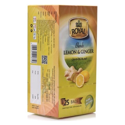 Royal Herbs Blends Lemon And Ginger 25 Tea Bags