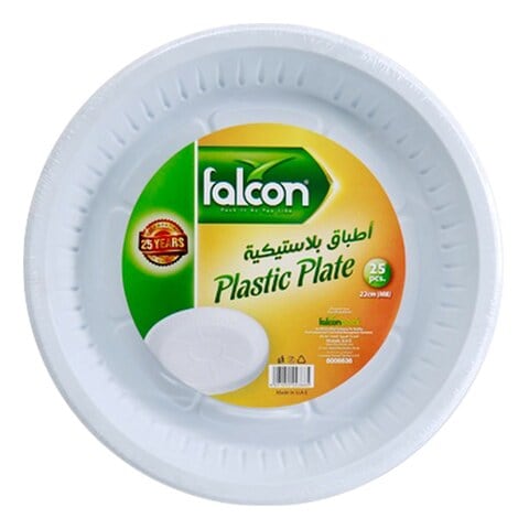 Falcon Plastic Plates 22cm White 25 PCS