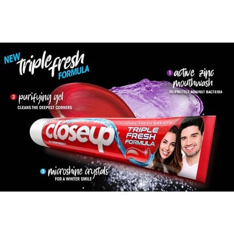 Close Up Triple Fresh Formula Gel Toothpaste Red Hot 120ml