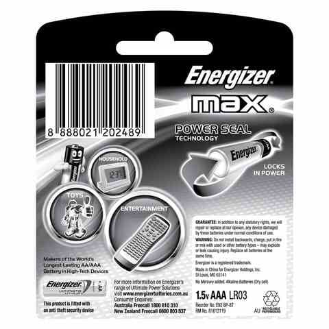 Energizer Max Alkaline Battery AAAx8