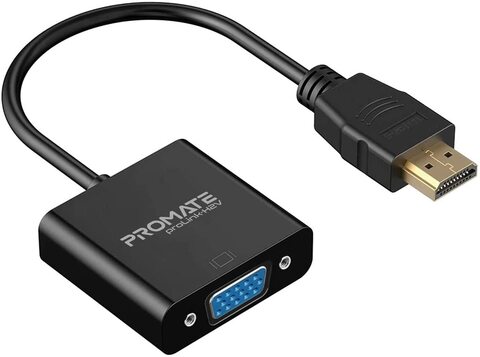 Promate Prolink H2V HDMI TO VGA Converter Adapter Cable 1080P Male To Female For PC DVD HDTV And Laptop Black Pack of 1