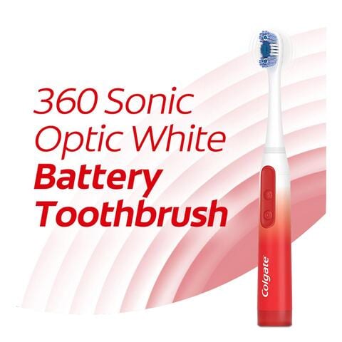 Colgate 360 Sonic Battery Powered Toothbrush Optic White Soft 1 Pcs