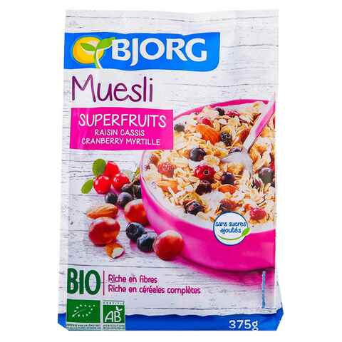 Bjorg Organic Muesli And Fruit Cereals Without Added Sugars 375g