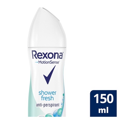 REXONA Women Antiperspirant Deodorant Spray, 72 Hour Sweat &amp; Odor Protection*, Shower Fresh, With Motionsense Technology, 150ml