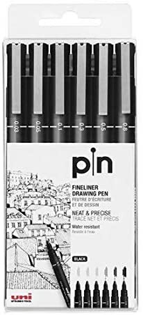 uniball PIN200 0.050.030.10.30.50.8mm Fine Line Markers Black Pack of 6