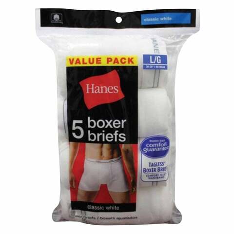 Buy Hanes Men White Boxer Briefs Large Size 4 Pieces Online - Shop