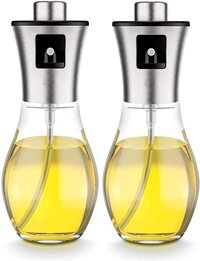 2 pack Oil Sprayer for Cooking, Olive Oil Sprayer Mister, Olive Oil Spray Bottle, Olive Oil Spray Clear Glass Oil Dispenser for Salad, BBQ, Kitchen Baking, Roasting (200ml)