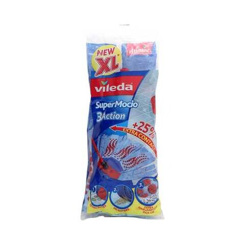 Vileda SuperMocio 3Action XL Mop and Bucket Set, Red/Blue & SuperMocio  3Action XL Refill, Refill Twin Pack - Buy Online - 145928455