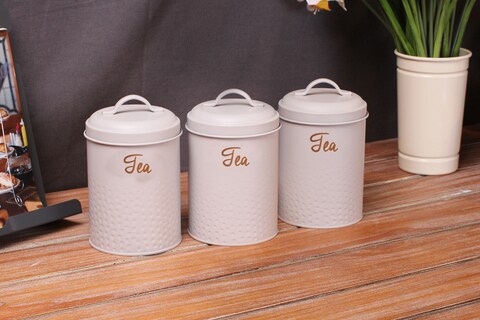 Cuisine Art Tea Canister With Embossed Pattern