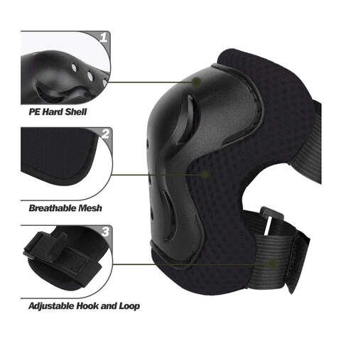 Spartan Knee And Elbow With Wrist Pad Set XS Black(6 Piece)