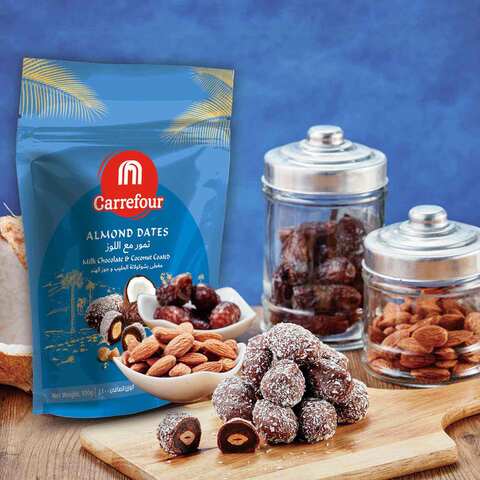 Carrefour Milk Chocolate And Coconut Coated Almond Dates 100g Pack of 4