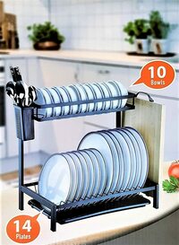 Generic Dish Drying Rack With Utensil Holder, Cutting Board Holder And Dish Drainer For Kitchen Counter (2-Tier)