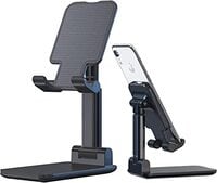 Cell Phone Stand, Adjustable phone holder for Desk, Foldable Desktop Tablet Stand Holder, Double Adjustable Mobile stand Phone Tablet Holder (Black)