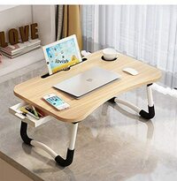 Study Table Foldable Portable Laptop Bed Table Stand Rack Computer Reading Kids Table Anti-Skid Table Home Furniture-Beige by lavish