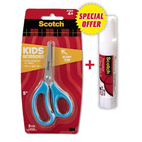 3M Scotch Kids Scissors 5inch with Permanent Glue Stick 8g Multicolour