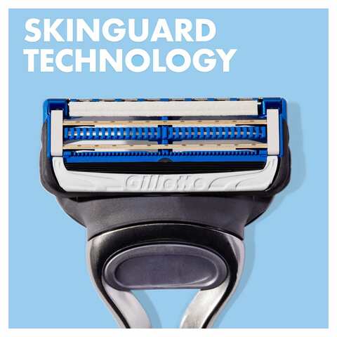 Gillette Skinguard Sensitive Razor Handle With 2 Blades Silver 3 count