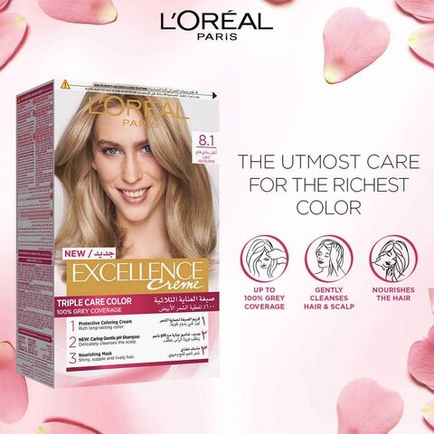 L&#39;Oreal  Paris Excellence Creme Triple Care Permanent Hair Colour 8.1 Light Ash Blonde