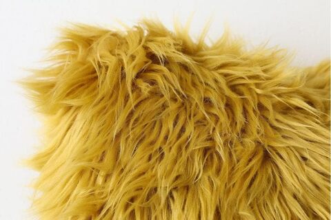 Yellow mongolian sale fur cushion