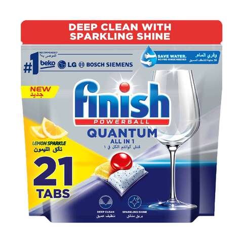 Finish Powerball Quantum All In 1 Lemon Sparkle Dishwasher Detergent 21 Tablets