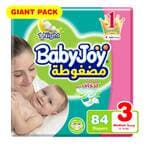 Buy Babyjoy Compressed Diamond Pad Diaper Size 3 Medium 6-12kg Giant Pack 84 count in Saudi Arabia