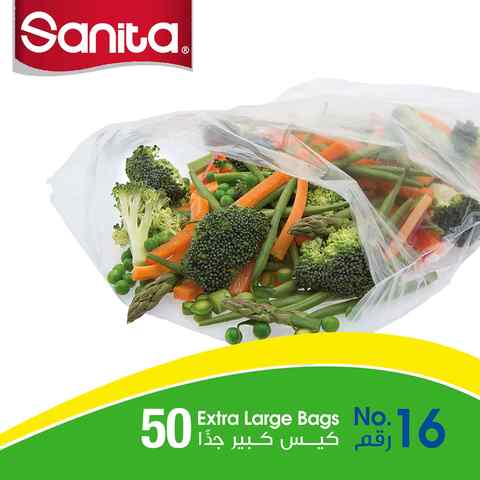 Sanita Club Oxo-Biodegradable Food Storage Bags Number 16 Extra Large Clear 50 Storage Bags