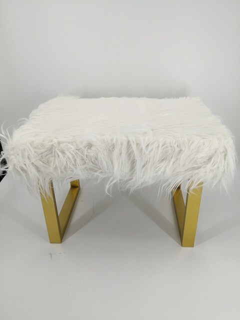 Buy Lounge Chairs Dining Chair Golden Wrought Iron Dressing Table Makeup Stool Computer Chair With Soft Wool Minimalist Style Exquisite Style Leisure Stool Cafe Chair 40 60 40cm White Online