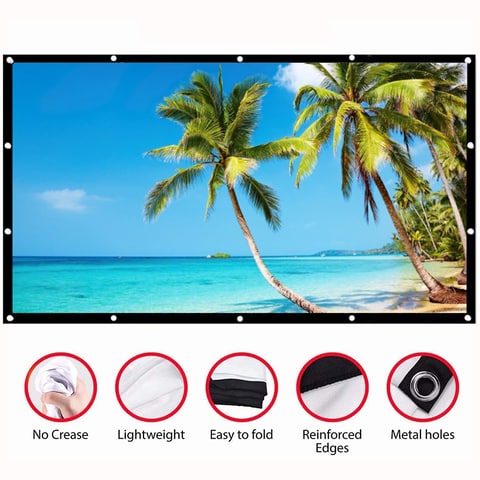 Wownect Projector Screen, 150 inch 16:9 Foldable Anti-Crease 4K Full HD Home Theater Projection Screen For Office Presentation Indoor Outdoor Movie Curtain Gaming Screen