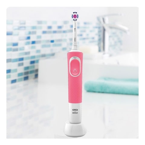 Oral-B Vitality 100 Pink Electric rechargeable toothbrush with UAE 3 pin plug