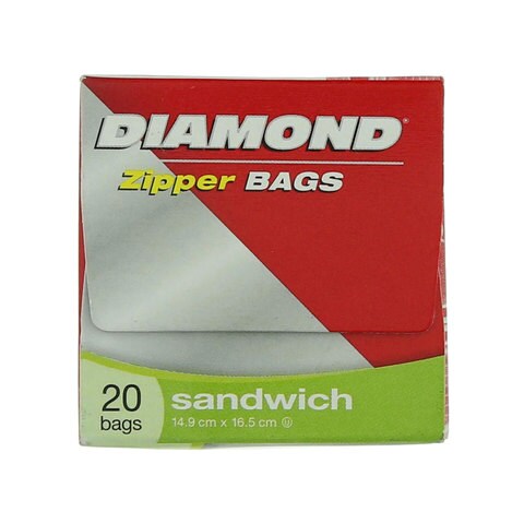 Diamond Zipper Sandwich Bags Clear 20 count