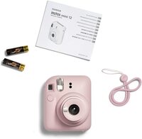 Fujifilm Instax Mini 12 Instant Film Camera, Auto Exposure With Built-In Selfie Lens, Blossom Pink