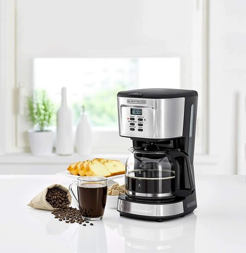 Black Decker 900W 12 Cup 24 Hours Programmable Coffee Maker With 1.5L Glass Carafe Black Dcm85 B5 2 Years Warranty