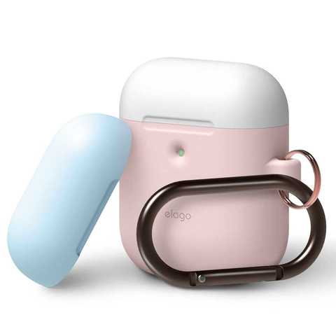 Elago - Duo Hang Case for 2nd Generation Airpods - Body-Pink / Top-White,Pastel Blue