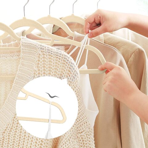 Velvet Hangers,50 Pack Beige Clothing Hangers,Non-Slip and Durable