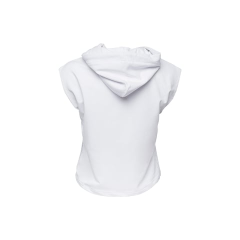 AnemosS Wave Pattern Hoodie Tank, white, sleeveless, Women&#39;s Clothing, Sportswear, Soft Fabric, Medium Size