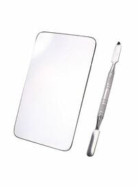 2-Piece Stainless Steel Makeup Palette With Spatula Set Silver