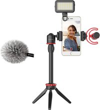 Boya Vg350 Smartphone Video Rig With Mini Tripod, Extension Tube, LED Light And Video Microphone Compatible With iPhone13 12 11, Xs, And Android For Youtube, Tik Tok, Facebook, Vlogging