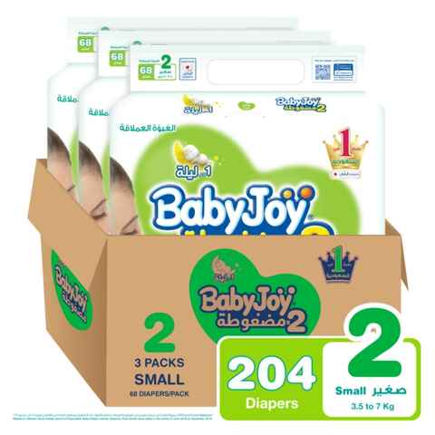 Buy BabyJoy Diapers Size 2 Small 5-7kg Jumbo Pack 68 Diapers Pack of 3 ...