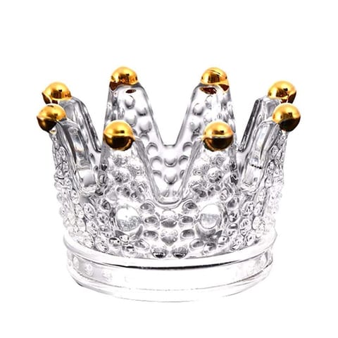Aiwanto - Crystal Glass Ashtray, Mini Crown Glass Candlestick Creative Small Jewelry Storage Tray, Articles For Home Decoration